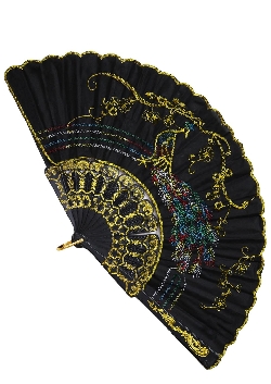 VENTAGLIO RICAMATO NERO-GIALLO